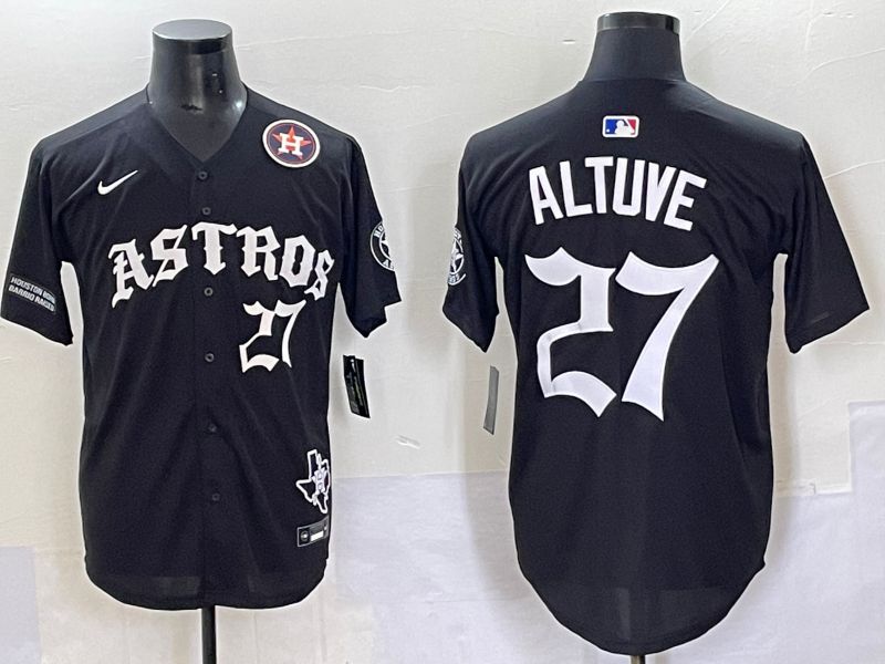 Men 2025 Houston Astros #27 Altuve Black Seven generations Joint Name Nike MLB Jersey style 10->houston astros->MLB Jersey